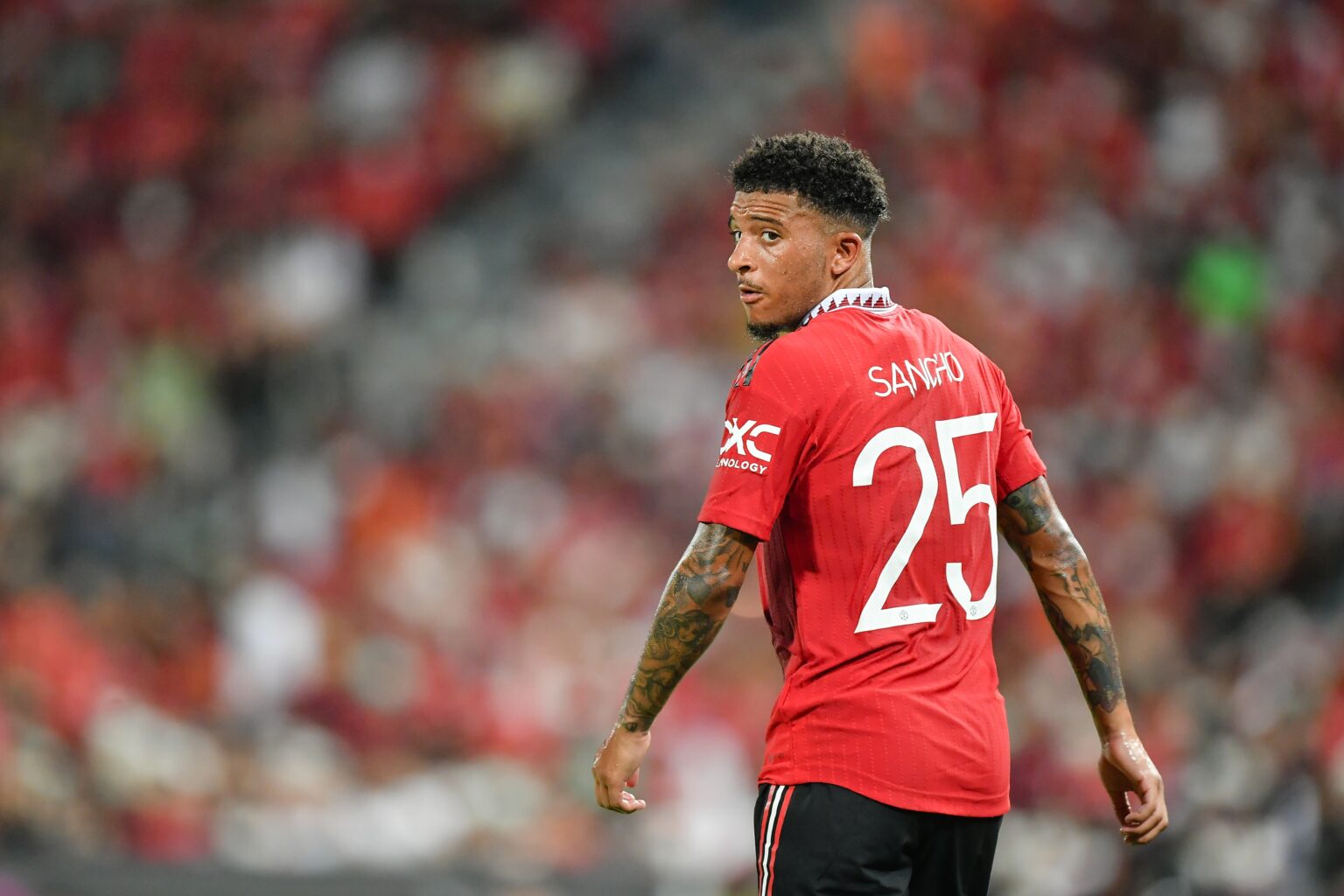 Jadon Sancho con la maglia del Manchester United