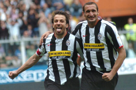 L'esultanza di Del Piero insieme a Chiellini