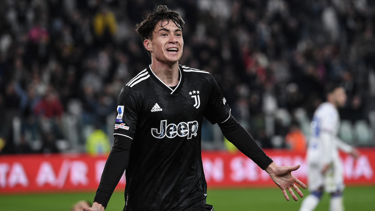 Esultanza di Matias Soulé dopo il suo primo gol realizzato con la Juve